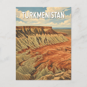 Turkmenistan Illustration Reise Kunst Vintage Postkarte