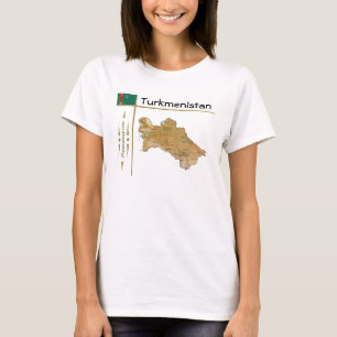 Turkmenistan-Karte + Flagge + Titel T-Shirt