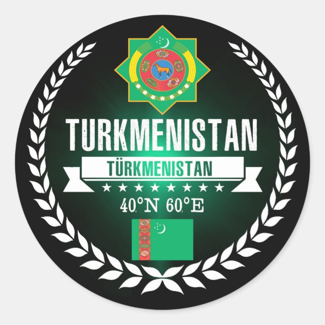 Turkmenistan Runder Aufkleber (Vorderseite)