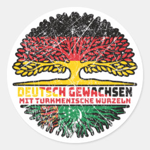 Turkmenistan Turkmenisch Deutsch Deutschland Baum Runder Aufkleber