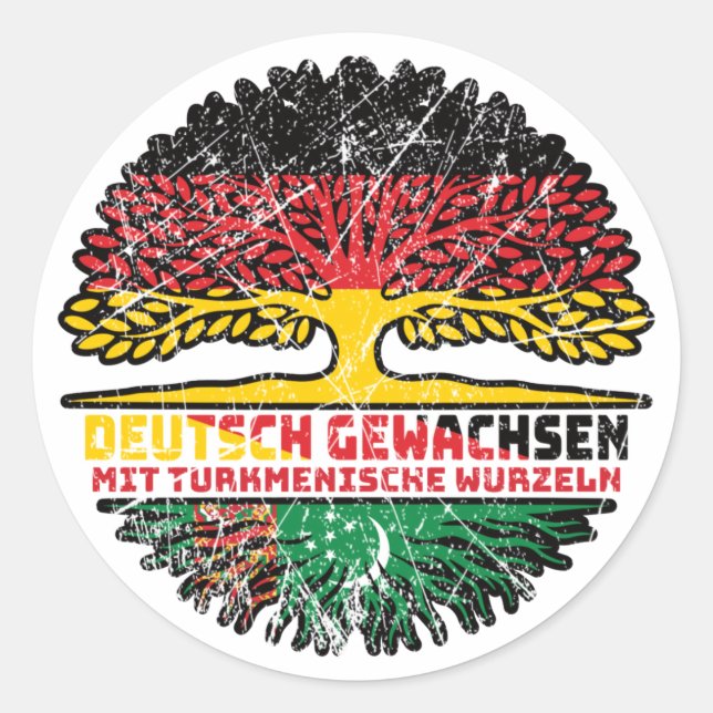 Turkmenistan Turkmenisch Deutsch Deutschland Baum Runder Aufkleber (Vorderseite)