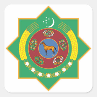 Turkmenistan-Wappen Quadratischer Aufkleber