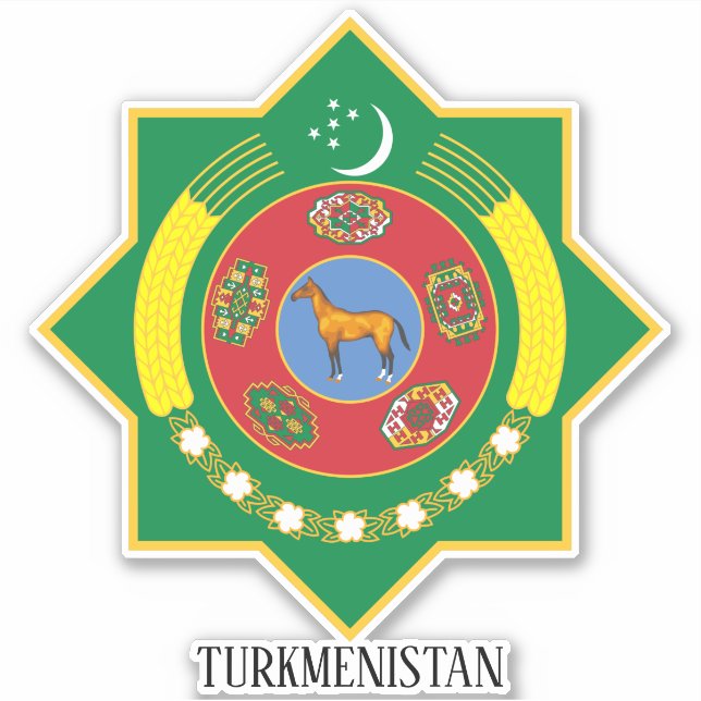 Turkmenistans nationale Wehrweste Patriotisch Aufkleber (Vorderseite)