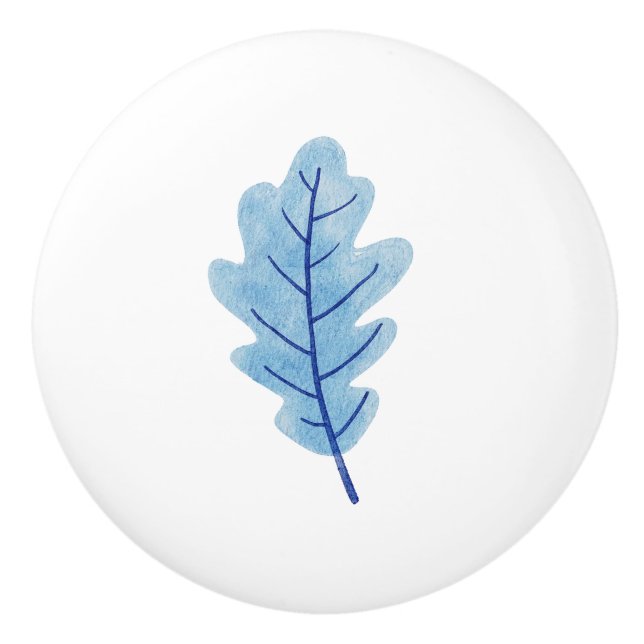 Türknauf Blaues Blatt Keramikknauf (Vorderseite)