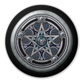 Türknäufe: Silbernes Pentagramm Keramikknauf