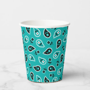 Türkquoise Blue Bandana Rodeo Wild West Pappbecher