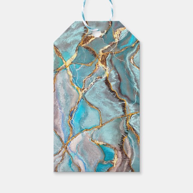 Türkquoise Geode Kintsugi Aquamarin Geschenkanhänger (Vorderseite)
