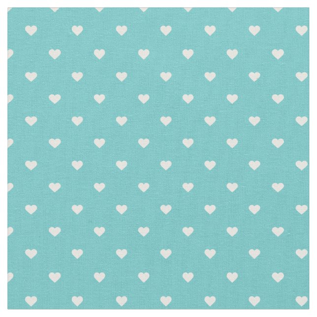 Türkquoise Polka Dot Hearts Stoff (Nahaufnahme)
