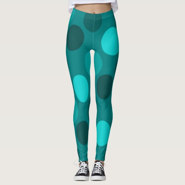 Türkquoise Polka Dot Leggings (Vorderseite)