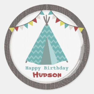 Türkquoise Tipi Birthday Sticker