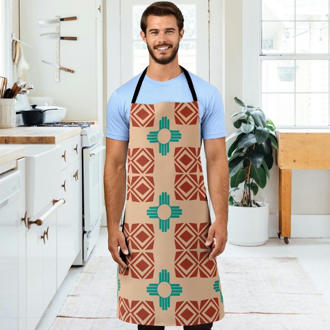 Türkquoise Zia Tribal Brown Tan Schürze (Von Creator hochgeladen)