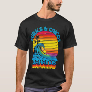 Turks & Caicos Bahamas Retro-Rücken-Surf & Beac T-Shirt