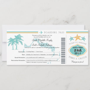 Turks & Caicos Save the Date Boarding Pass