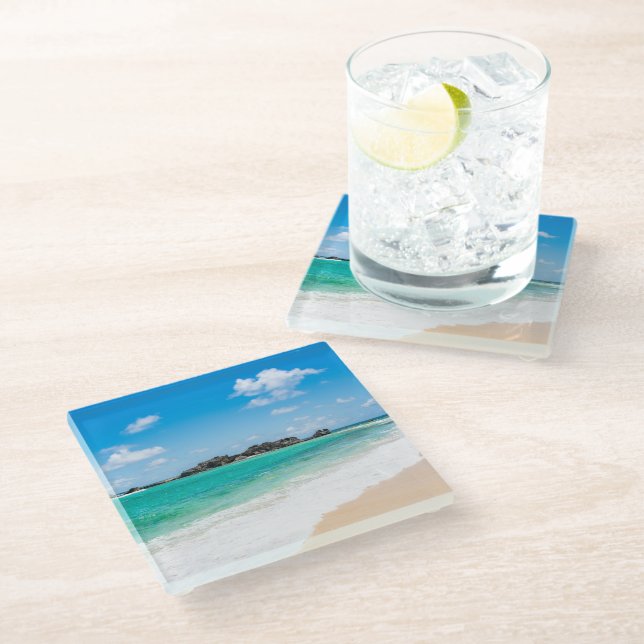 Turks & Caicos Tropical Beach Untersetzer (Schrägansicht)