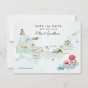 Turks & Caicos   Zielort Hochzeits-Itinerary-Map Save The Date