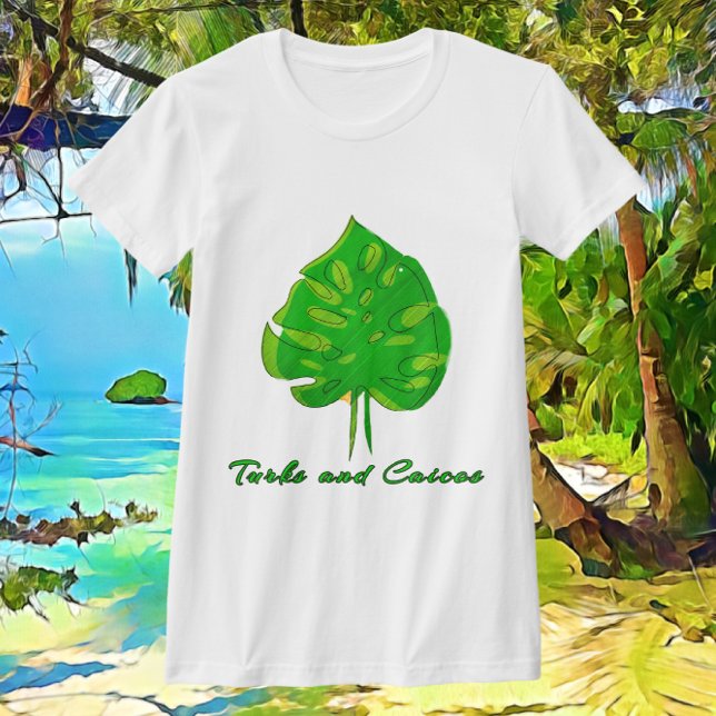 Turks und Caicos Hübsches tropisches Leaf T-Shirt (Von Creator hochgeladen)
