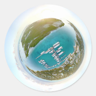 Turks- und Caicos-Panorama Runder Aufkleber