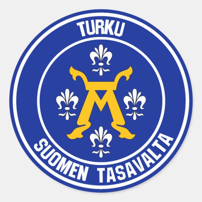 Turku Round Emblem Runder Aufkleber (Vorderseite)
