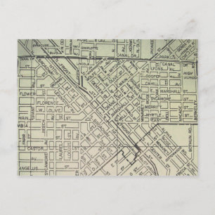 Turlock, CA Vintag Map Postkarte