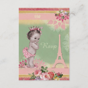 Turm-Baby-Dusche UAWG Prinzessin-Eiffel RSVP Karte