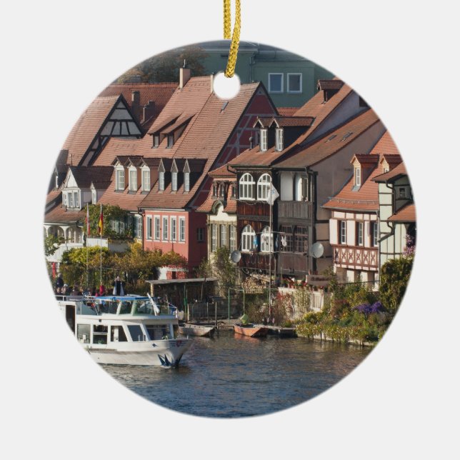 Turm Boat in Little Venice and River Regnitz Keramik Ornament (Vorne)