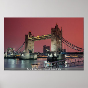 Turm-Brücke, London am Sonnenuntergang, England, Poster