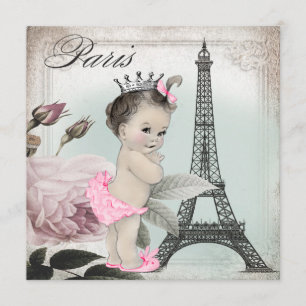 Turm der Vintage-Rose Paris - Babyparty Einladung