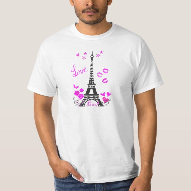 TURM-DRUCK LIEBE-PARIS EIFFEL T-Shirt (Vorderseite)