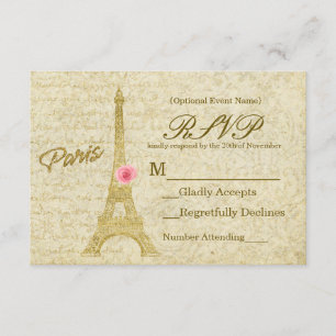 Turm-Gold Paris Eiffel u. rosa elegante UAWG Karte