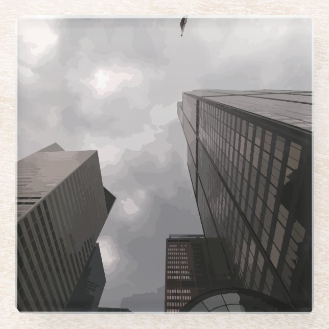 Turm in der Stadt. Glasuntersetzer (Vorderseite)