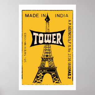 TURM (Indische alte Streichholzschachtelabdeckung) Poster