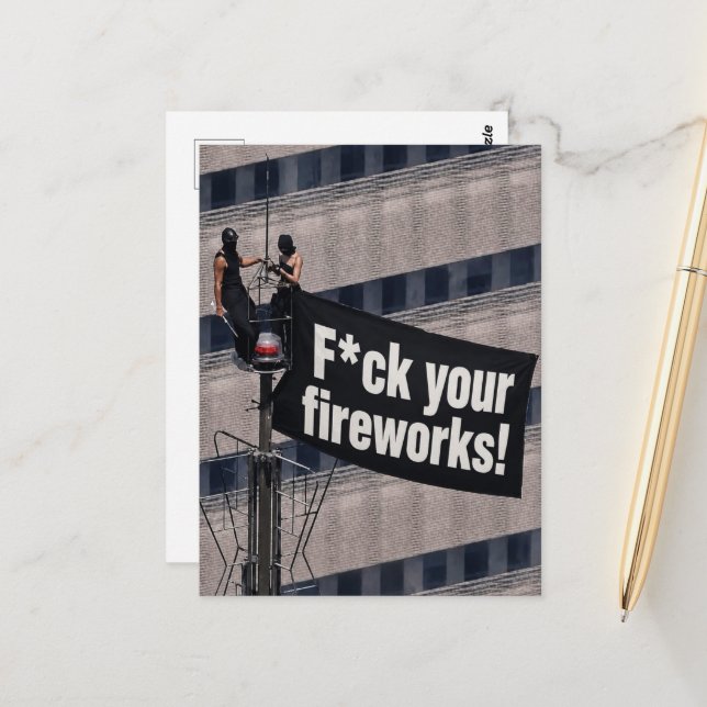 Turm-Kletterer F*ckt Eure Feuerwerke Postkarte (Vorderseite/Rückseite Beispiel)