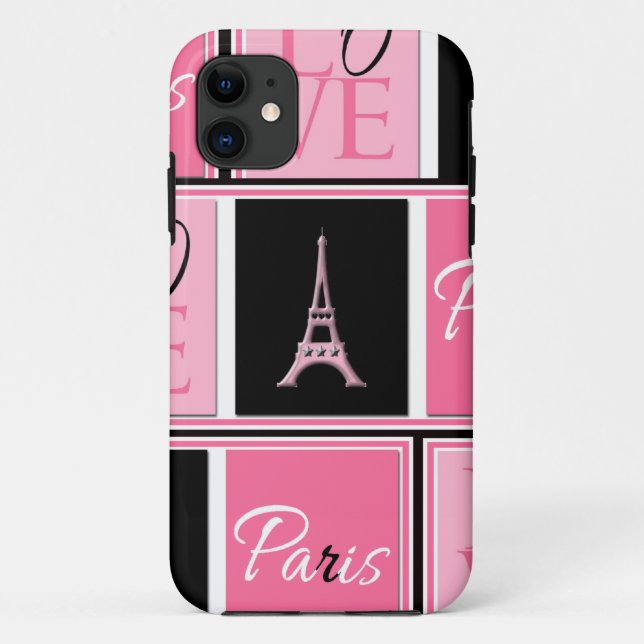 Turm-Liebe-Rosa-Schwarzes Paris Eiffel Case-Mate iPhone Hülle (Rückseite)