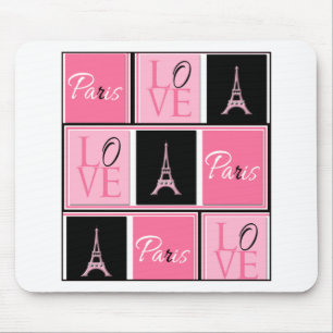 Turm-Liebe-Rosa-Schwarzes Paris Eiffel Mousepad