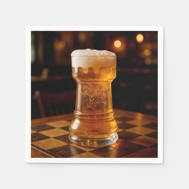 Turm-Schachfigur-Bierglas Serviette (Vorderseite)
