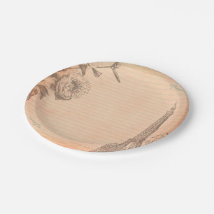 Turm-Shabby Chic-Papier-Teller Paris Frankreich Pappteller