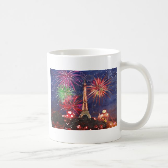 Turm-Stadt Paris Eiffel der Liebe mit Silvester Kaffeetasse (Rechts)