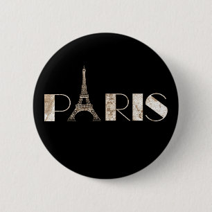 Turm-Vintage Karten-Wort-Kunst Paris Eiffel Button