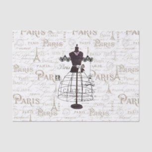 Turm Vintages Mannequin französischer Typo Paris Seidenpapier