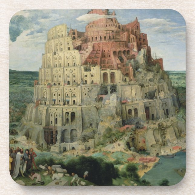 Turm von Babel, 1563 (Öl auf Tafel) Getränkeuntersetzer (Vorderseite)