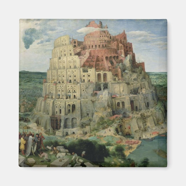 Turm von Babel, 1563 (Öl auf Tafel) Magnet (Vorne)