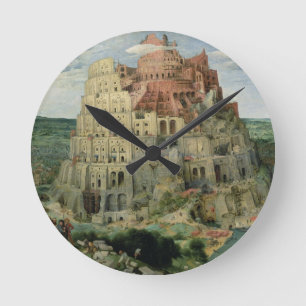Turm von Babel, 1563 (Öl auf Tafel) Runde Wanduhr