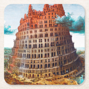 Turm von Babel, Pieter Bruegel der Ältere Rechteckiger Pappuntersetzer