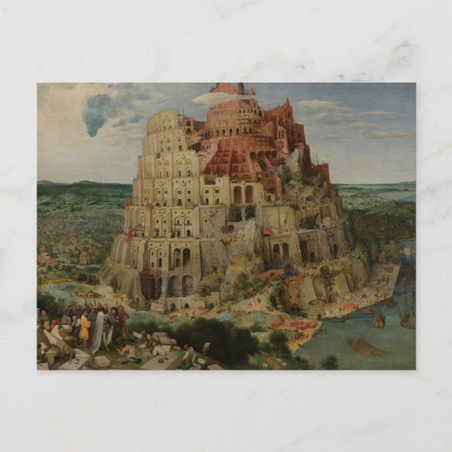 Turm von Babel von Peter Bruegel dem Älteren Postkarte (Vorderseite)
