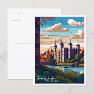 Turm von London Vintage-Reiseillustration Postkarte