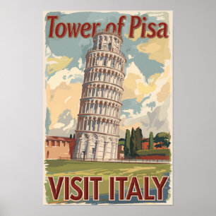Turm von Pisa Italien Malerische Reise Kunst Vinta Poster