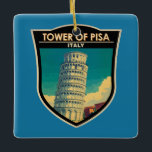 Turm von Pisa Italien Reisen Vintag Keramikornament<br><div class="desc">Turm von Pisa im Stil der Vektorkunst. Der Schiefe Turm von Pisa,  oder einfach der Turm von Pisa,  ist der Campanile oder freistehende Glockenturm der Kathedrale von Pisa.</div>