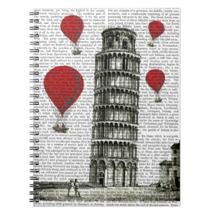 Turm von Pisa und Red Hot Air Balloons Notizblock
