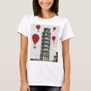 Turm von Pisa und Red Hot Air Balloons T-Shirt