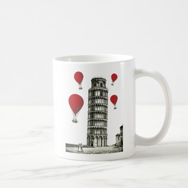 Turm von Pisa und Red Hot Air Balloons Tasse (Rechts)
